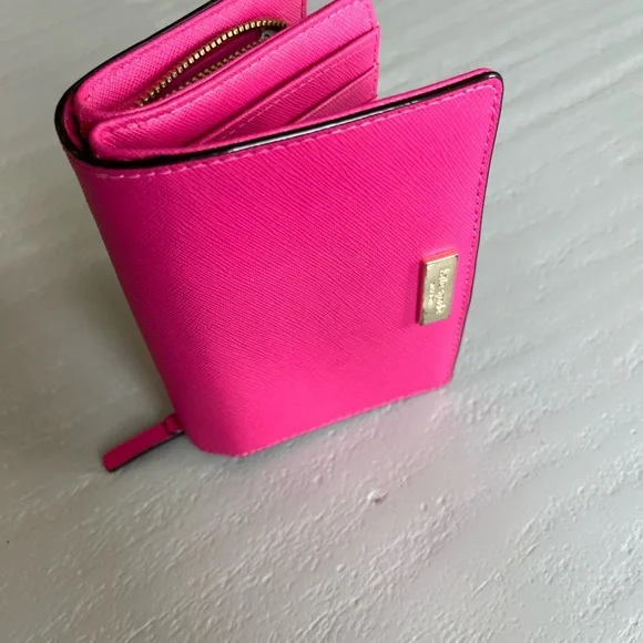 Kate Spade Laurel Way Cara Bifold Crossgrain Leather Wallet Pink - Picture 6 of 15